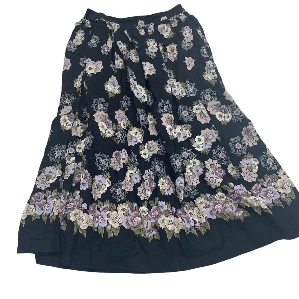 Karen Scott whimisgoth maxi skirt purple flowers women’s 12 cottage core
